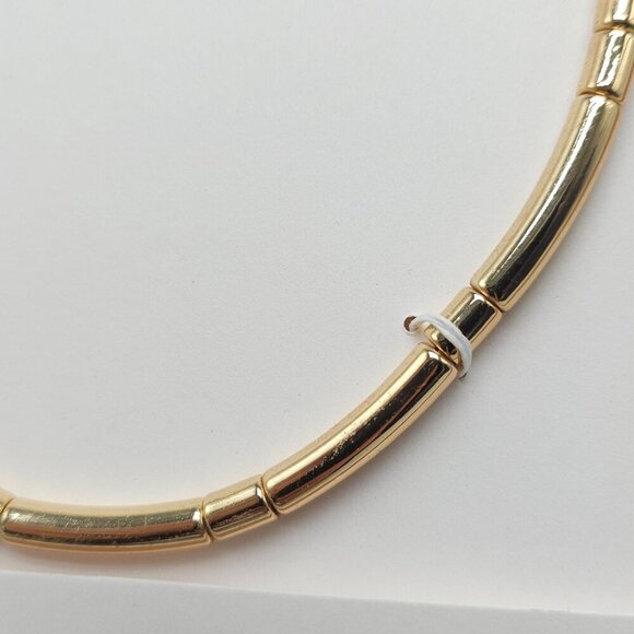 Gold Tone Tube Metal Choker Necklace By Zara - Picture 3 of 7